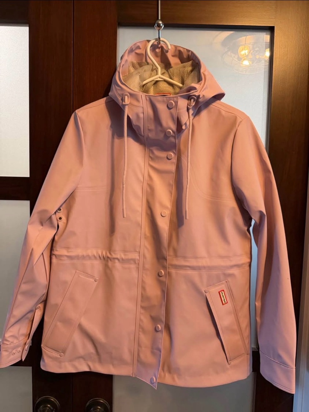 Hunter Light Pink Hooded Trench Coat - Women's